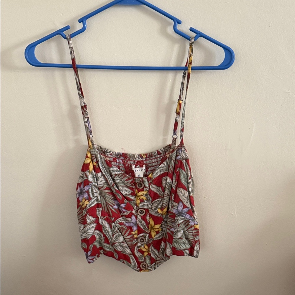 Aeropostale Floral Crop Top - Red, Yellow, Purple